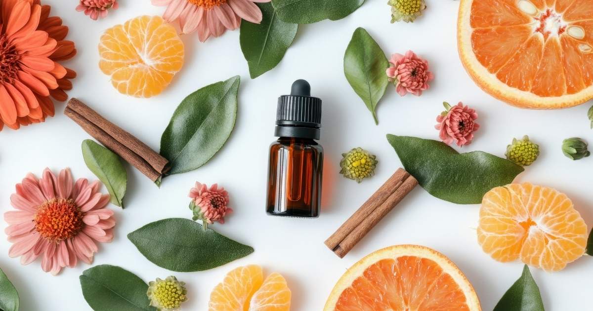 オレンジ、ローズマリー、ベルガモットなどのエッセンシャルオイル
